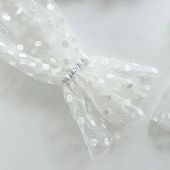 Majorelle Baby Bye Bye Top White Polka Dot Sheer Crop Top Revolve NEW - Picture 5 of 8